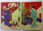 Kniha či album barevných dřevořezů s titulem Vzory ročních období s květy a postavami, Ósaka 1884