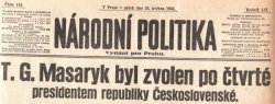 Před 80 lety byl Masaryk naposledy zvolen prezidentem